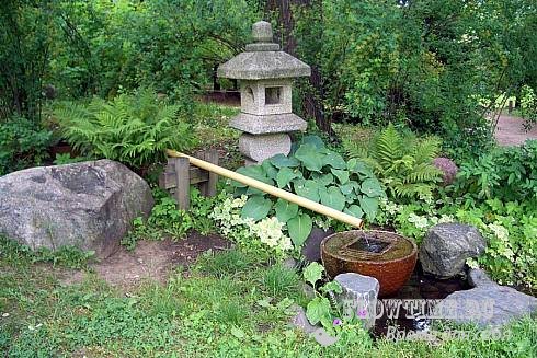 японский, сад, ландшафтный, дизайн, фонарик